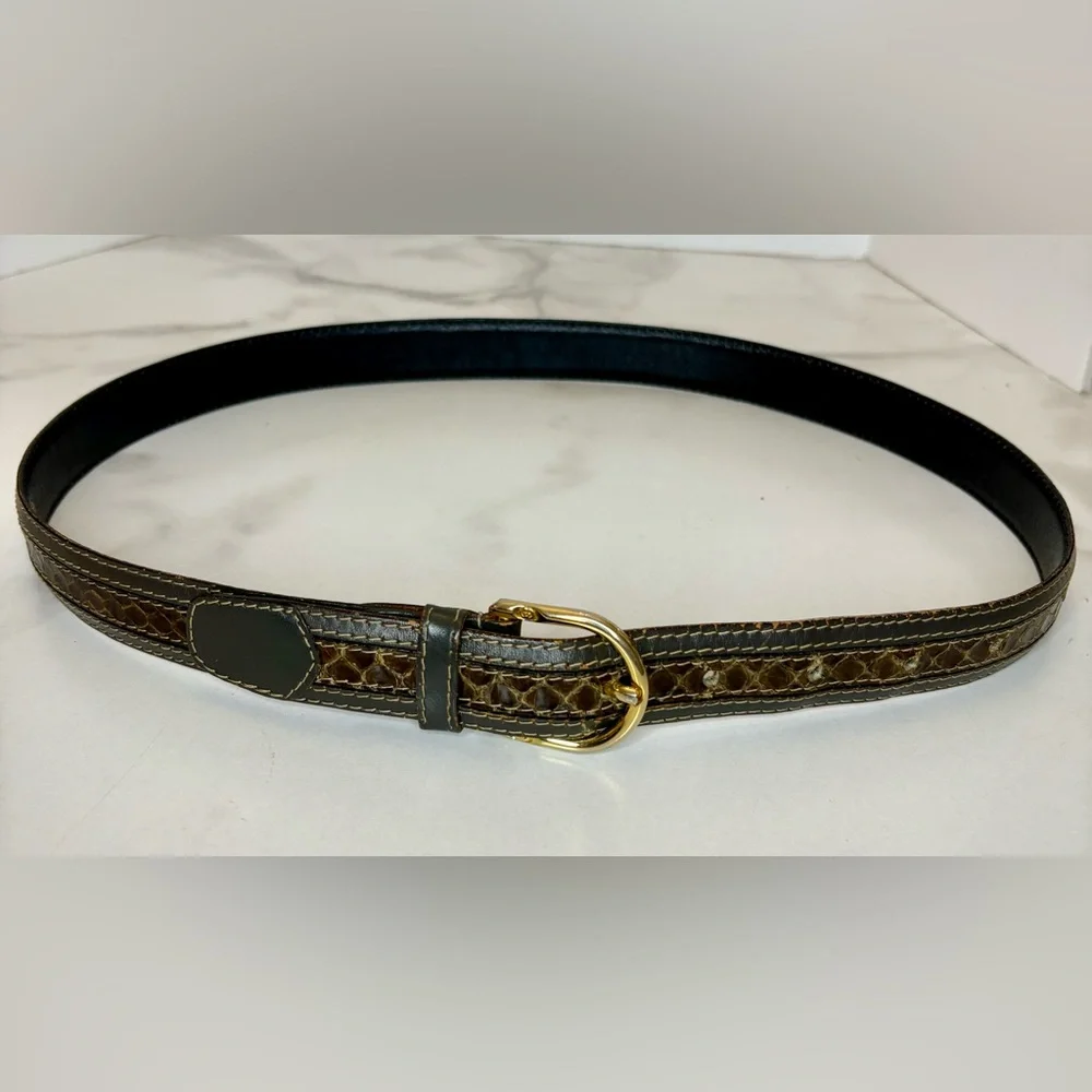 Gucci Vintage Leather & Snakeskin Belt - Picture 3 of 7